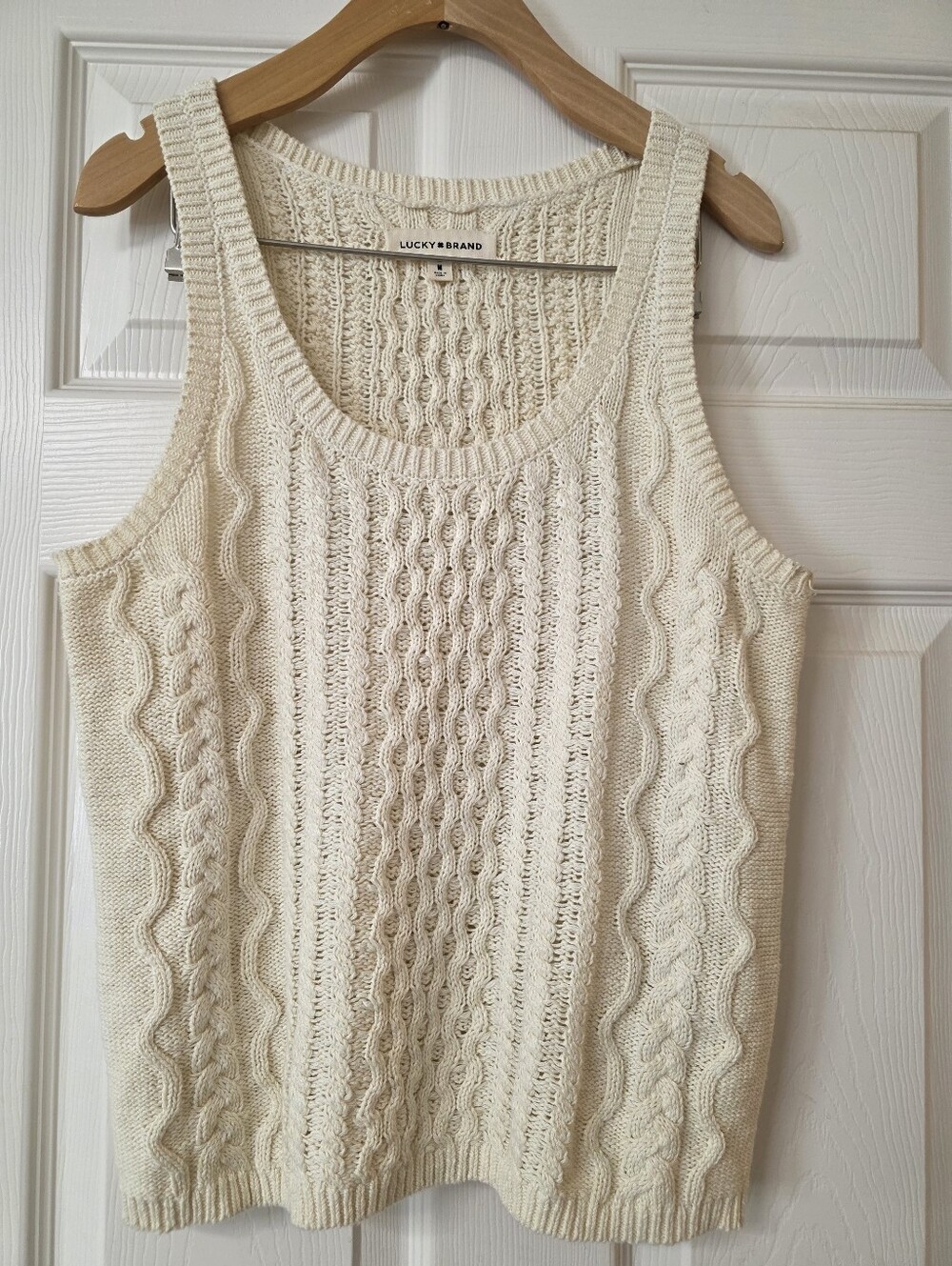 Lucky Brand Cream Cable Knit Tank